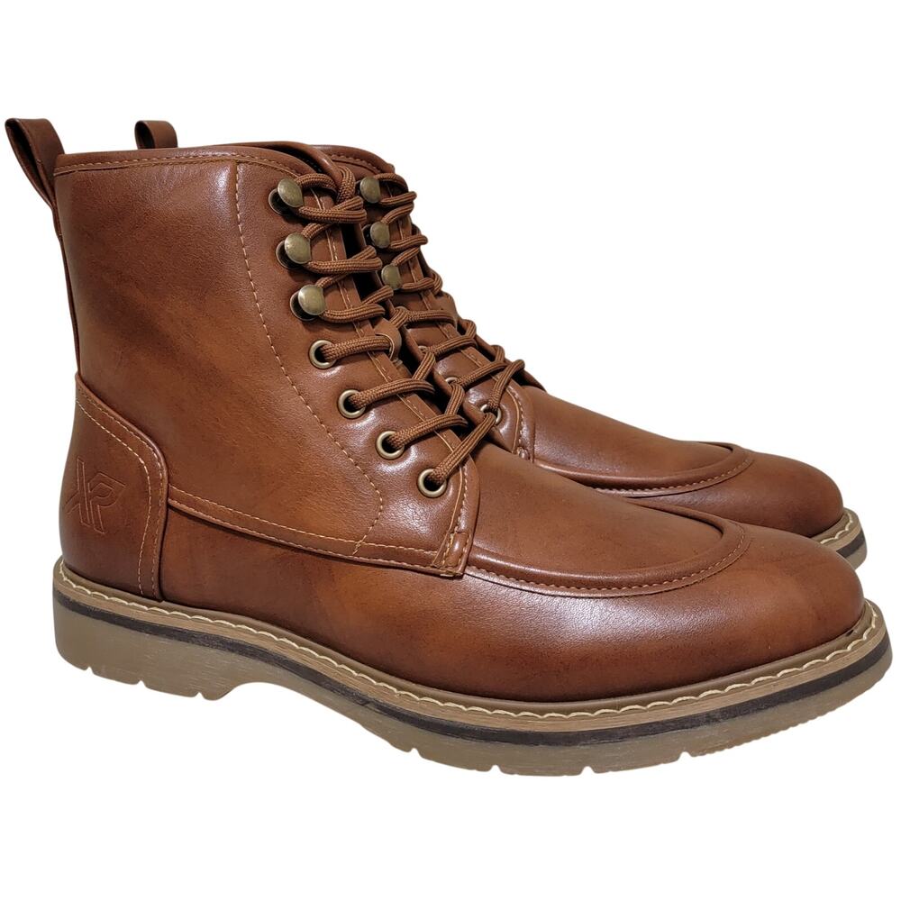 XRAY Men Kevin Lace Up Combat Ankle Boots Size US 9M Cognac Brown Faux Leather